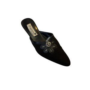 Brighton Women's Zurich Made in Italy Black Kitten Heel Mules Size 6